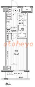 防音室のある楽器可 賃貸物件 1 K 11.4万円の図面１