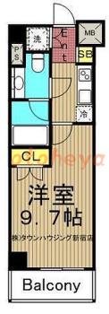 楽器可の賃貸物件 1 K 11.2万円の図面１