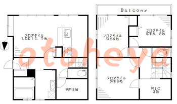 楽器可の賃貸物件 3 SLDK 26万円の図面１