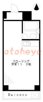 楽器可の賃貸物件 1 R 8.6万円の図面１