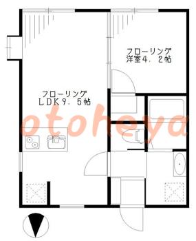 防音室のある楽器可 賃貸物件 1 LDK 11.3万円の図面１
