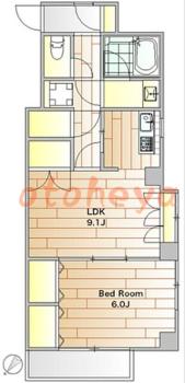 防音室のある楽器可 賃貸物件 1 LDK 15.2万円の図面１