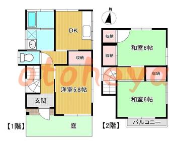 楽器可の賃貸物件 3 DK 10万円の図面１