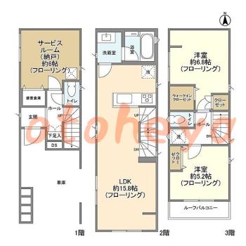 楽器可の賃貸物件 2 SLDK 30.3万円の図面１