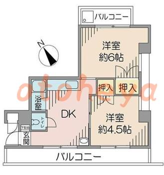 防音室のある楽器可 賃貸物件 2 DK 8.8万円の図面１