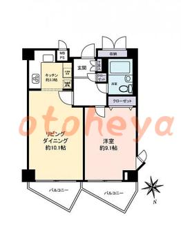 防音室のある楽器可 賃貸物件 1 LDK 15.2万円の図面１