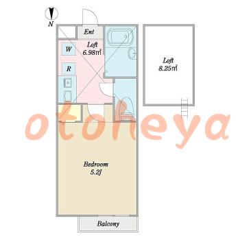 楽器可の賃貸物件 1 K 5.4万円の図面１