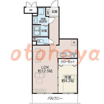 防音室のある楽器可 賃貸物件 1 LDK 15万円の図面１