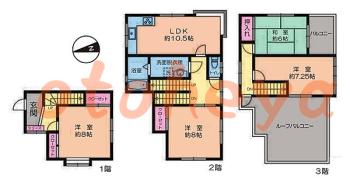 グランドピアノ可の賃貸物件 4LDK 13.5万円の図面１