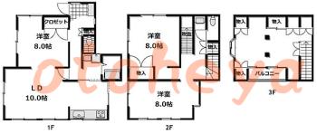 楽器可の賃貸物件 3 SLDK 14.7万円の図面１