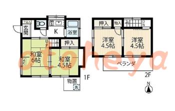 防音室のある楽器可 賃貸物件 4 K 5万円の図面１