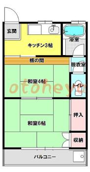 tokyo23物件 2K 6万円の図面１