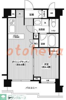 防音室のある楽器可 賃貸物件 1 LDK 14.1万円の図面１