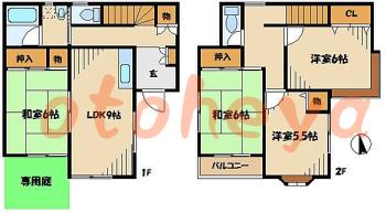 防音室のある楽器可 賃貸物件 4 LDK 13万円の図面１