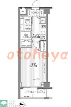 楽器可の賃貸物件 1 K 11.4万円の図面１