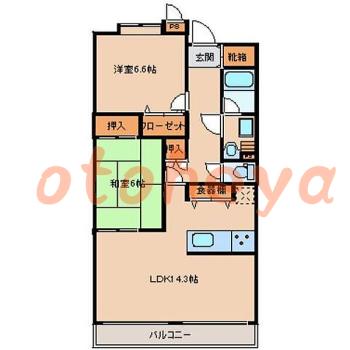 防音室のある楽器可 賃貸物件 2 LDK 15.5万円の図面１