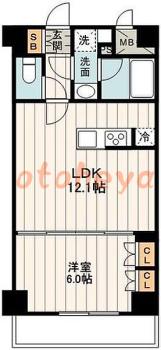 防音室のある楽器可 賃貸物件 1 LDK 18.3万円の図面１