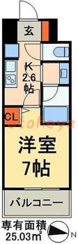 防音室のある楽器可 賃貸物件 1 K 8.8万円の図面１