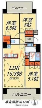 楽器可の賃貸物件 3 LDK 30万円の図面１