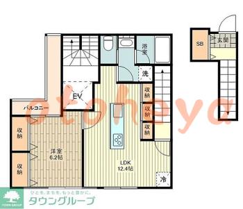 防音室のある楽器可 賃貸物件 1 LDK 14.5万円の図面１