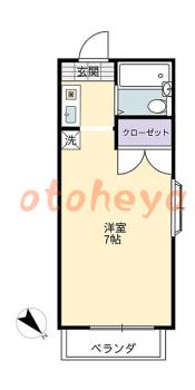 楽器可の賃貸物件 1 K 5.5万円の図面１