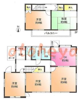 楽器可の賃貸物件 5 DK 13万円の図面１