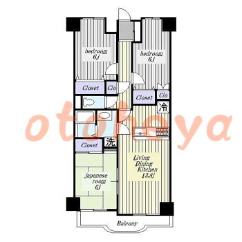 楽器可の賃貸物件 3 LDK 12.5万円の図面１