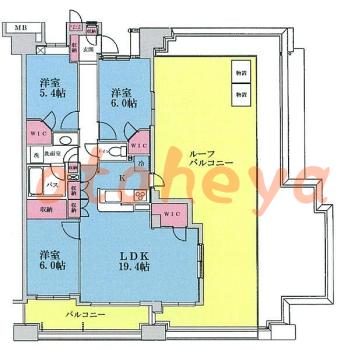 楽器可の賃貸物件 3 LDK 26.9万円の図面１