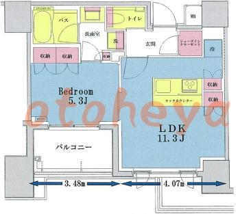 tokyo23物件 1LDK 24.9万円の図面１