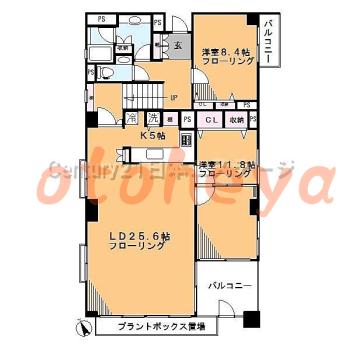 防音室のある楽器可 賃貸物件 2 LDK 26万円の図面１