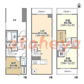 防音室のある楽器可 賃貸物件 2SLDK 25.5万円の図面１