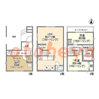 防音室のある楽器可 賃貸物件 2 SLDK 21.8万円の図面１