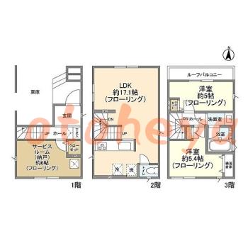 グランドピアノ可の賃貸物件 2SLDK 25万円の図面１