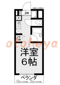 防音室のある楽器可 賃貸物件 1 K 4.3万円の図面１