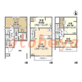 防音室のある楽器可 賃貸物件 3 SLDK 20.5万円の図面１
