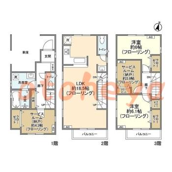 楽器可の賃貸物件 2 SLDK 22万円の図面１