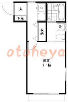 楽器可の賃貸物件 1 K 4.8万円の図面１