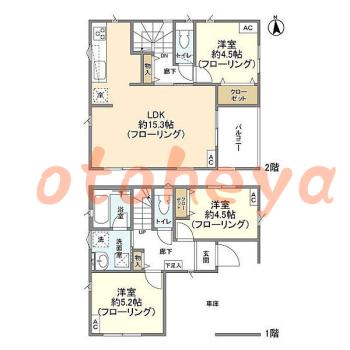 防音室のある楽器可 賃貸物件 3 LDK 14万円の図面１