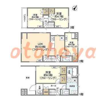 防音室のある楽器可 賃貸物件 4 LDK 22.1万円の図面１