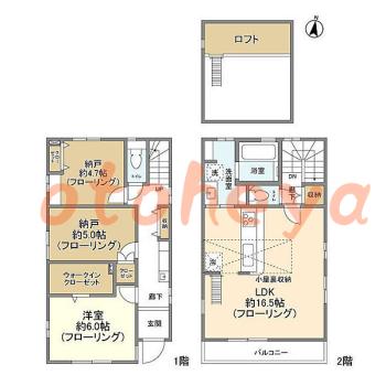 グランドピアノ可の賃貸物件 1SLDK 25.2万円の図面１