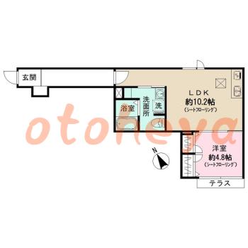 楽器可の賃貸物件 1 LDK 17万円の図面１