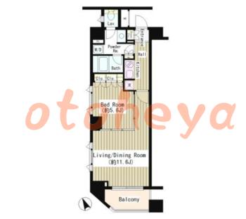楽器可の賃貸物件 1 LDK 16.4万円の図面１