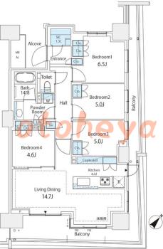 防音室のある楽器可 賃貸物件 4 LDK 31.8万円の図面１