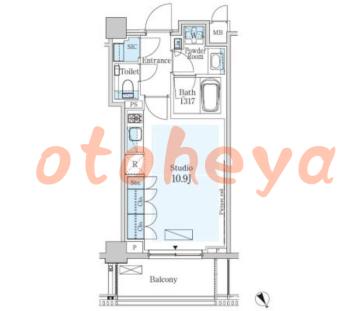 楽器可の賃貸物件 1 R 25.7万円の図面１
