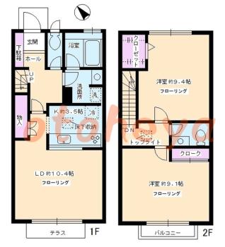 防音室のある楽器可 賃貸物件 2 LDK 28万円の図面１