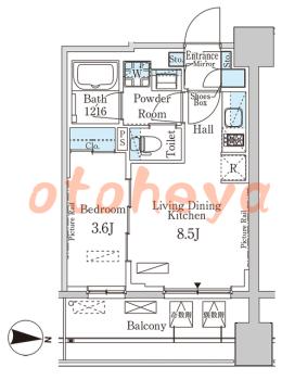 防音室のある楽器可 賃貸物件 1 LDK 18万円の図面１