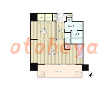楽器可の賃貸物件 1 LDK 20万円の図面１