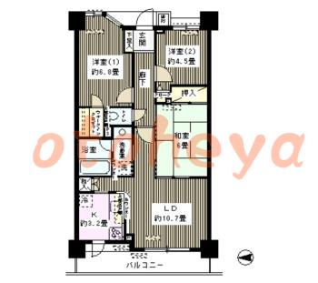 防音室のある楽器可 賃貸物件 3 LDK 15.8万円の図面１