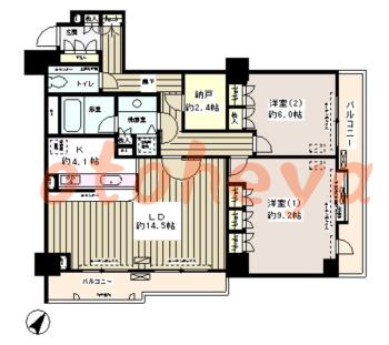 楽器可の賃貸物件 2 LDK 29.3万円の図面１