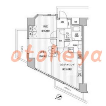 防音室のある楽器可 賃貸物件 2 LDK 18.5万円の図面１